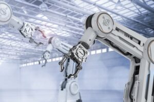 cnc automation robotic arm in cnc factory